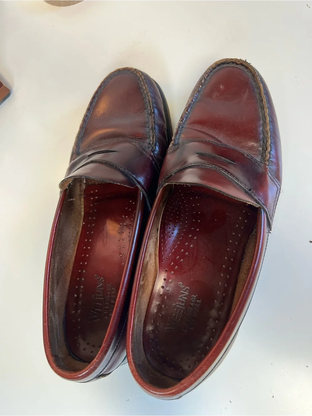 Vintage GH Bass Weejuns Oxblood Burgundy Leather Penny Loafers Made in USA 8 men
